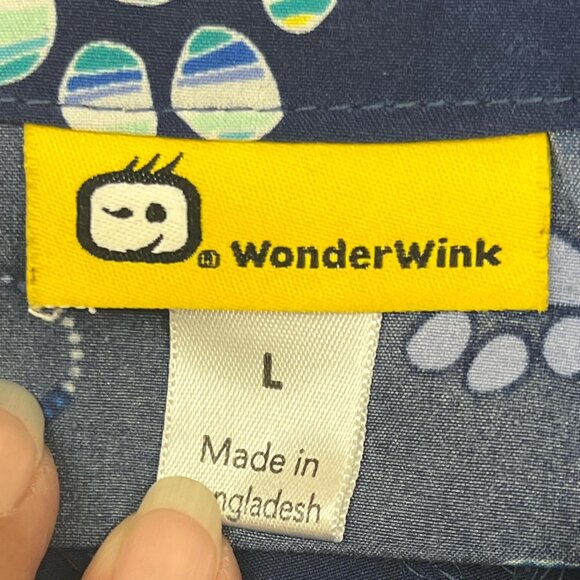 Wonder Wink Navy Paw Print Scrub Top Large Description: - Picture 4 of 5